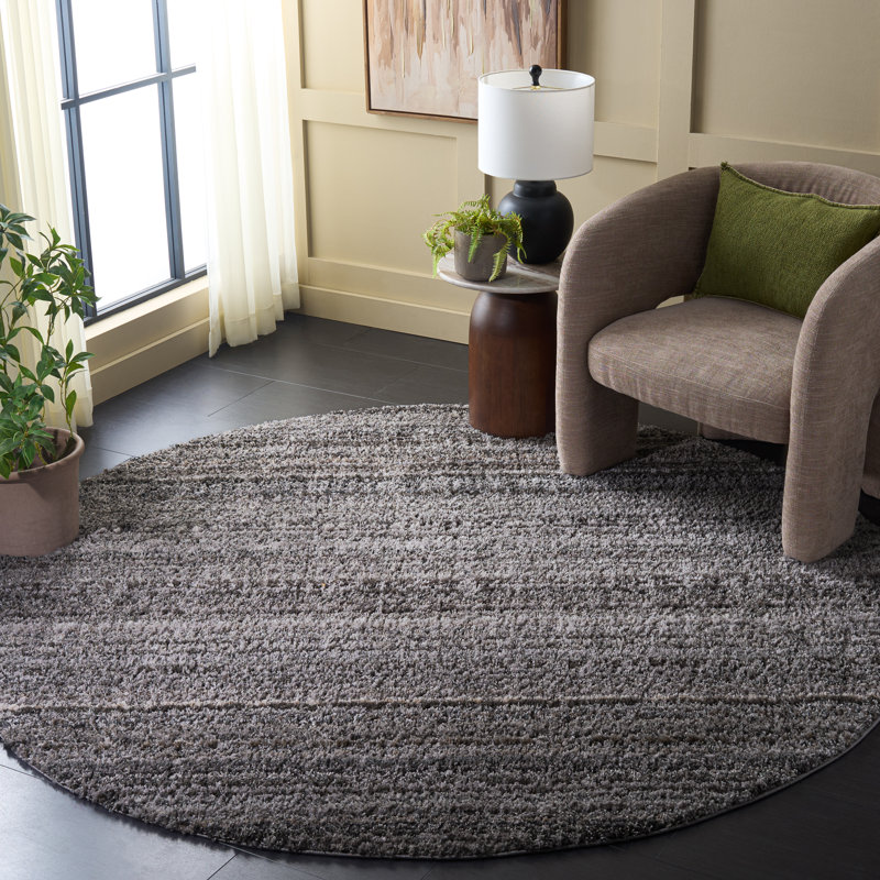 Everett Shag Performance Solid Color Indoor Rug, Round 6'7"