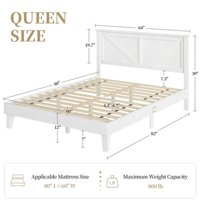 Farmhouse Wood Bed Platform with Headboard