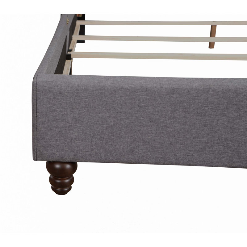 Upholstered Bed(Only Bed), Gray