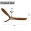 Ventilateur de plafond d'intérieur moderne de 60 pouces avec télécommande à 6 vitesses et 3 pales en bois massif pour le salon-132276764-132276767