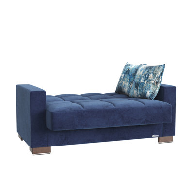 Causeuse convertible avec rangement en microfibre bleue Primenest Collection Zenaero