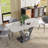 Malira Minimalist Modern White Rectangular Sintered Stone Dining Table with Pedestal Base, Pre-Assembly-259943409