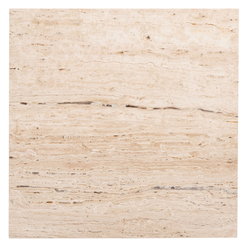 Grande table d'appoint en marbre Pristina, Beige, H 16 po x l 21 po x P 21 po
