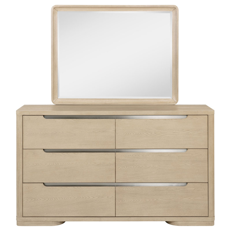 Commode de chambre à 6 tiroirs et miroir