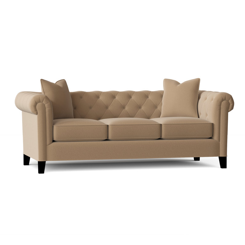 Caspar Upholstered 82'' Sofa, Bella Buckwheat Performance Velvet