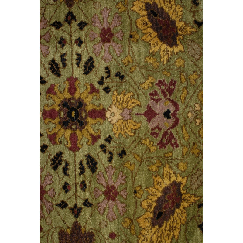 Jasmine Wool Oriental Area Rug in Black/Green, Rectangle 9' x 12'