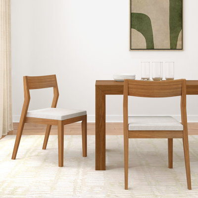 Chaise de salle à manger moderne en bois massif avec coussin rembourré (paquet de 2)