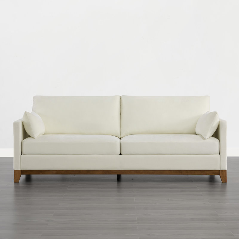 Stovall Modern Upholstered 2-Seater Sofa With Solid Wood Base, Beige