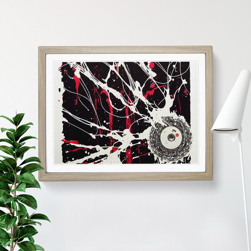 Dazzling Cassette Tape Art Abstract - Single Picture Frame Print, Oak, 46cm H x 64cm W x 2cm D