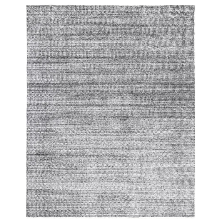Striped Hand-Knotted Grey Area Rug