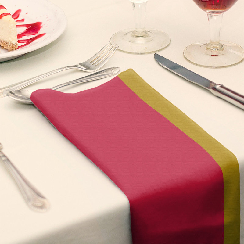 Ottawa Striped Square Napkin, 10" x 10", Red/Gold/Red, Cotton Twill