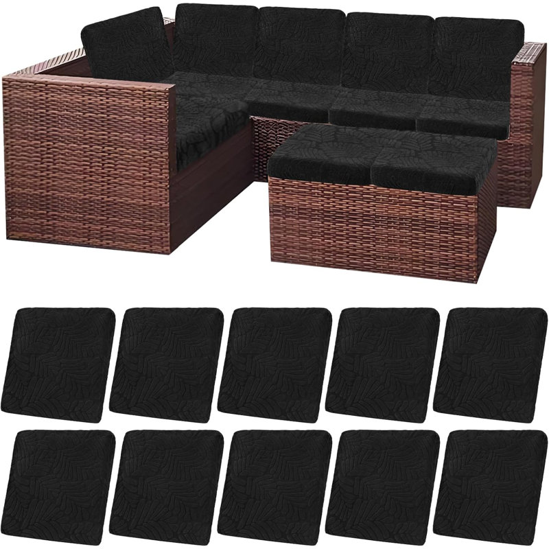 Waterproof Stretch Outdoor Patio Seat Cushion Covers, Black