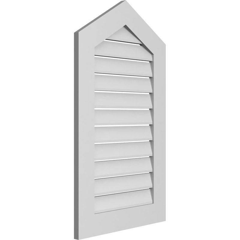 Peaked Top Surface Mount Signature Urethane Functional Gable Vent 7/12 Pitch, Primed Tan, 38" H x 22" W x 1" D