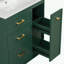 Ensemble de meuble-lavabo vert forêt 30 po, avec trois tiroirs, dont un à double couche, avec de longues poignées dorées - parfait pour les petites salles de bain-1485747003