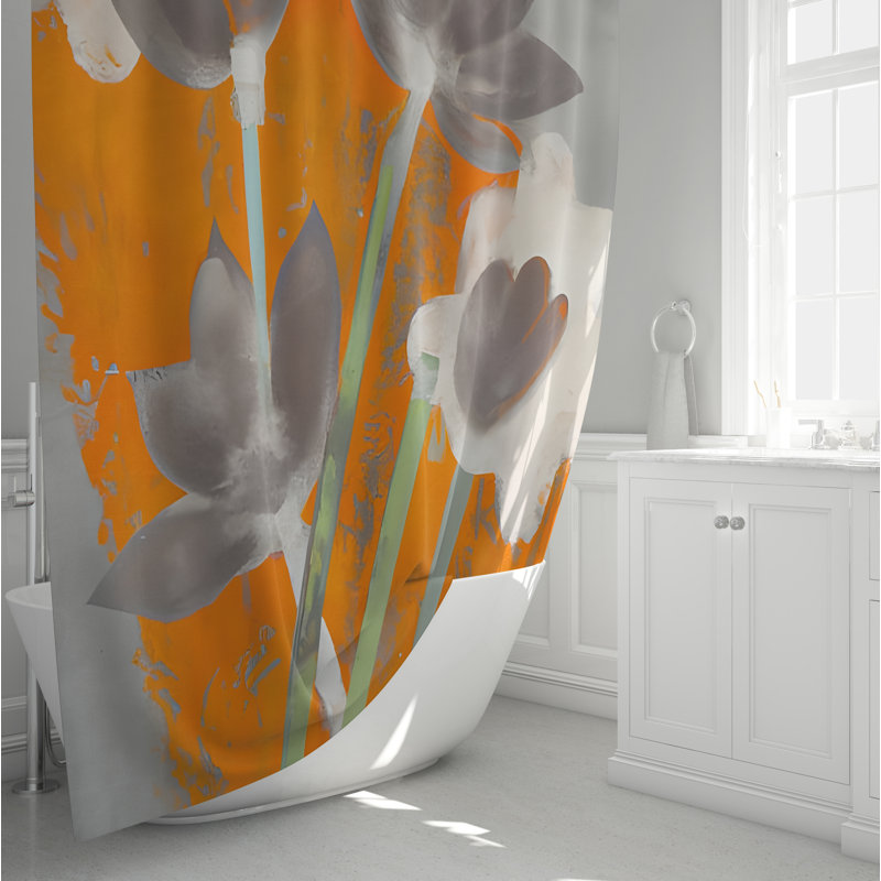 Vouni Floral Shower Curtain, 93" H x 70" W