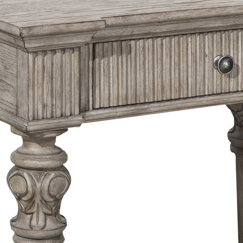 Kingsbury French Gray 1-Drawer Rubberwood Nightstand with USB