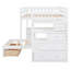 Lit superposé simple au-dessus de simple blanc avec tiroirs de rangement et bureau d'étude - Idéal pour les invités en famille qui dorment sous les tablettes-129982989