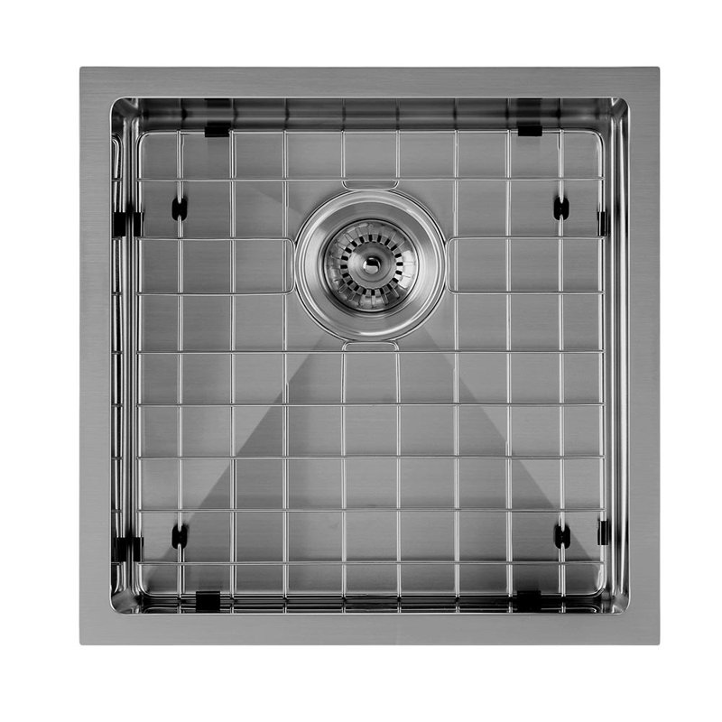 Whitehaus Collection 18" Undermount or Drop-in Single Bowl 16 Gauge Stainless Steel Kitchen Sink Set, Gunmetal