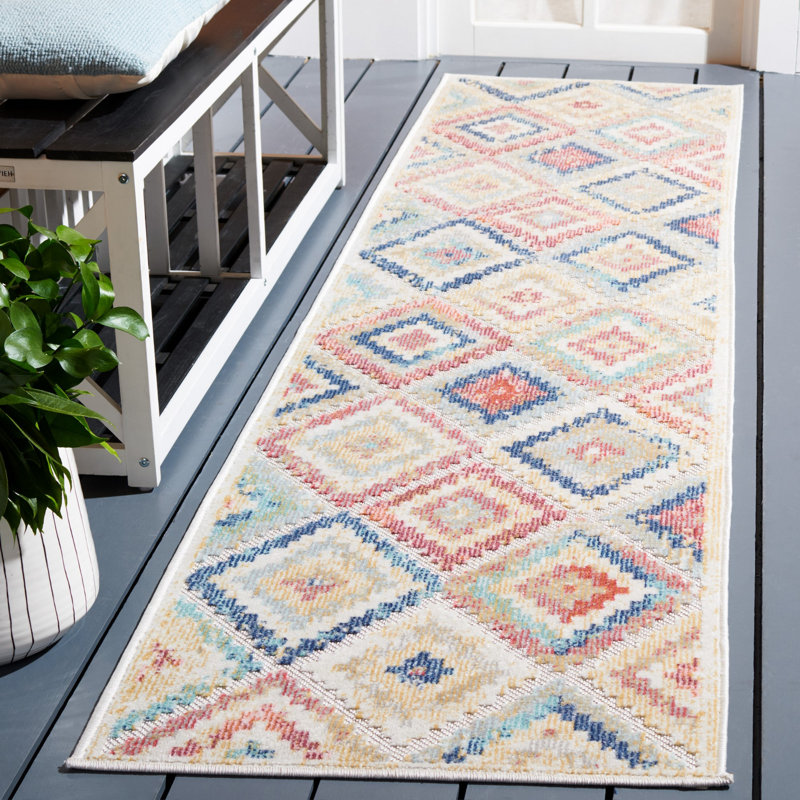 Edmonston Performance Geometric Indoor/Outdoor Area Rug, Runner 2'2" x 9'