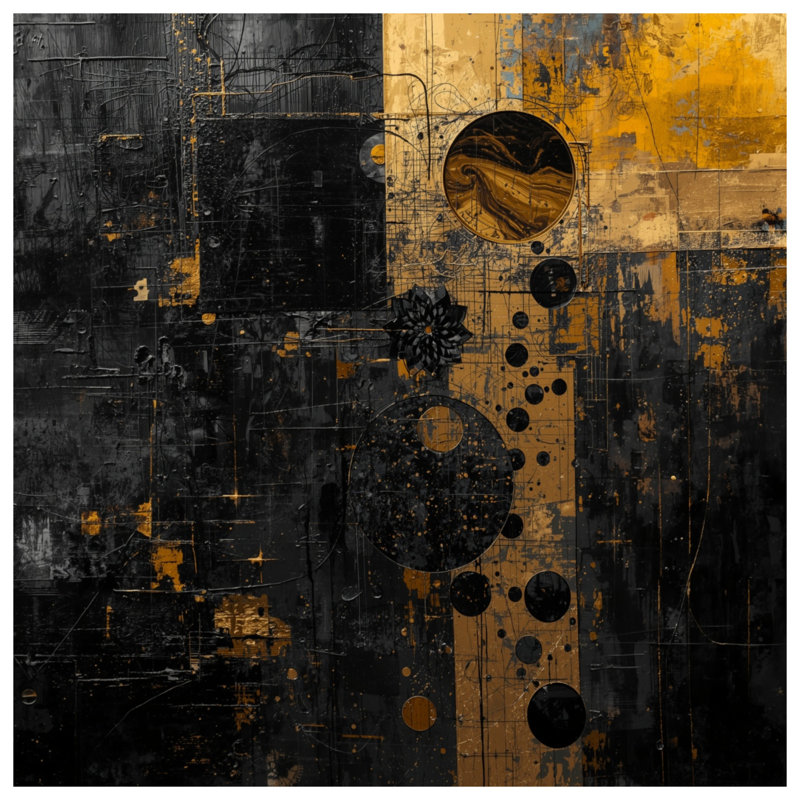Rideaux de douche noir et noir à motif abstrait, L 70 po x H 84 po