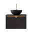 Meuble-lavabo de salle de bain, 24 po, céramique, 2 pièces, fixation murale, noir