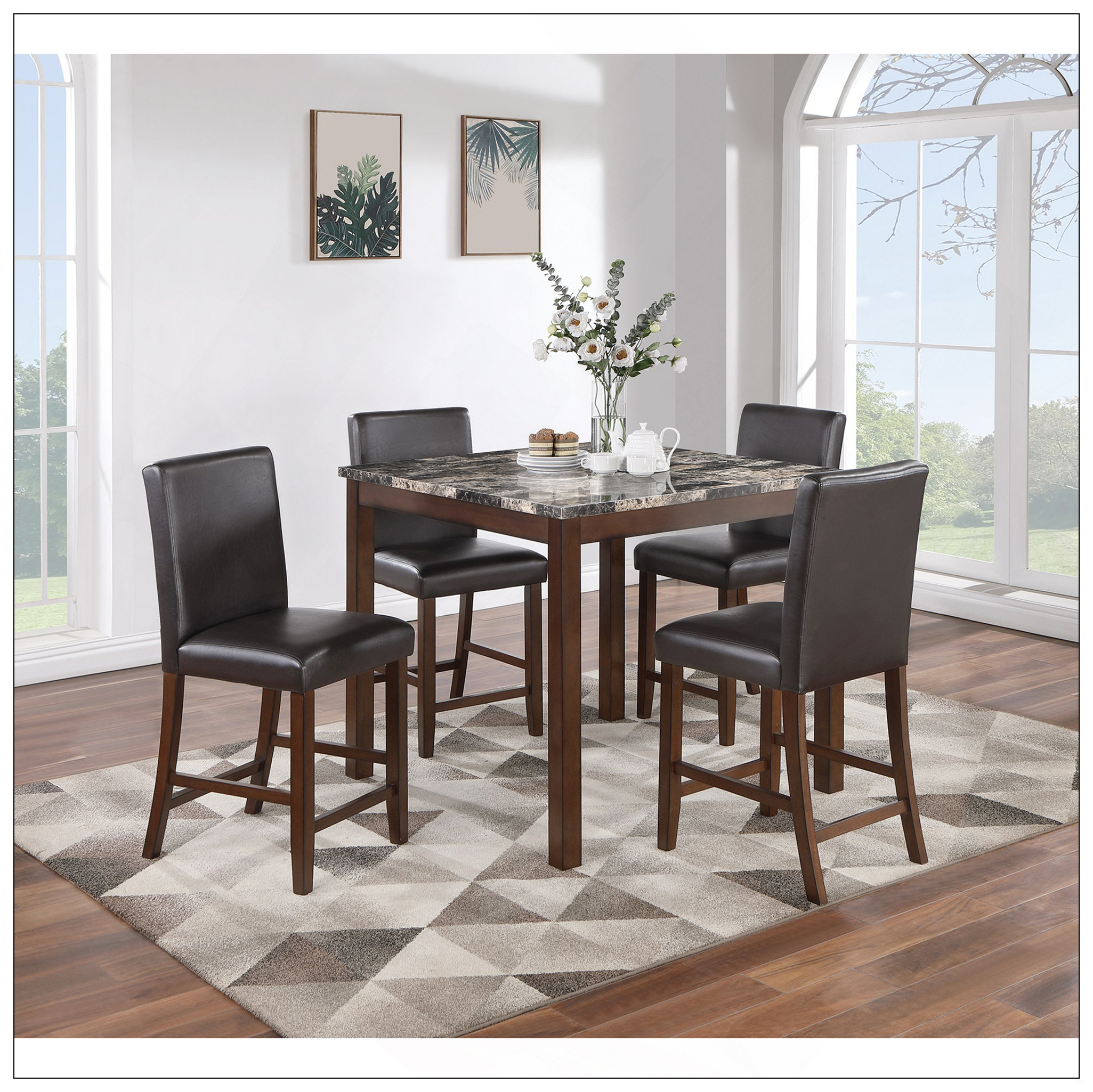 Latitude Run® Classic Stylish Espresso Finish 5Pc Counter Height Dining ...