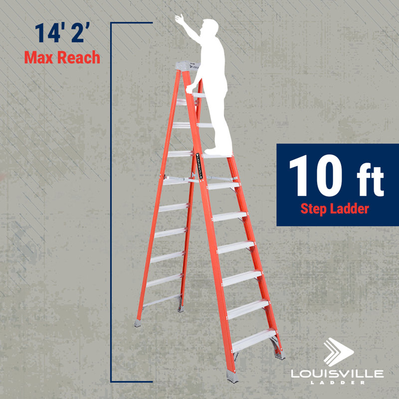Échelle de louisville, échelle de 10 pi, échelle en fibre de verre, type i, capacité de charge de 300 lb, fs1510
