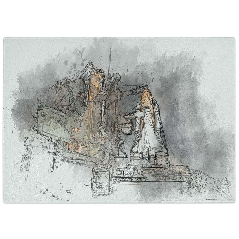 Tempered Glass Space Shuttle Endeavour Chopping Board, 39 cm W x 28.5 cm L