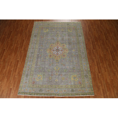 Sharyia One-of-a-Kind 7'6" X 10'11" 1950s Wool Area Rug in Gray