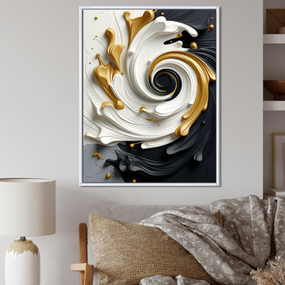 Liquid Gold Black & White Textured Spiral Magic - Abstract Spirals Wall Art