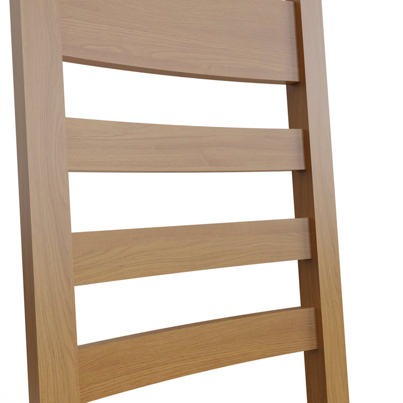 Alzenia Ladder Back Dining Chair Solid Oak With Padded Seat - Pair (Set of 2)