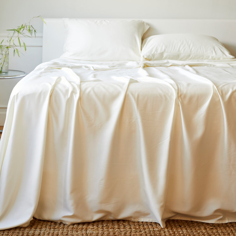 Ensemble de draps BedVoyage - 100% viscose de bambou - Froid et léger, Double, Ivoire