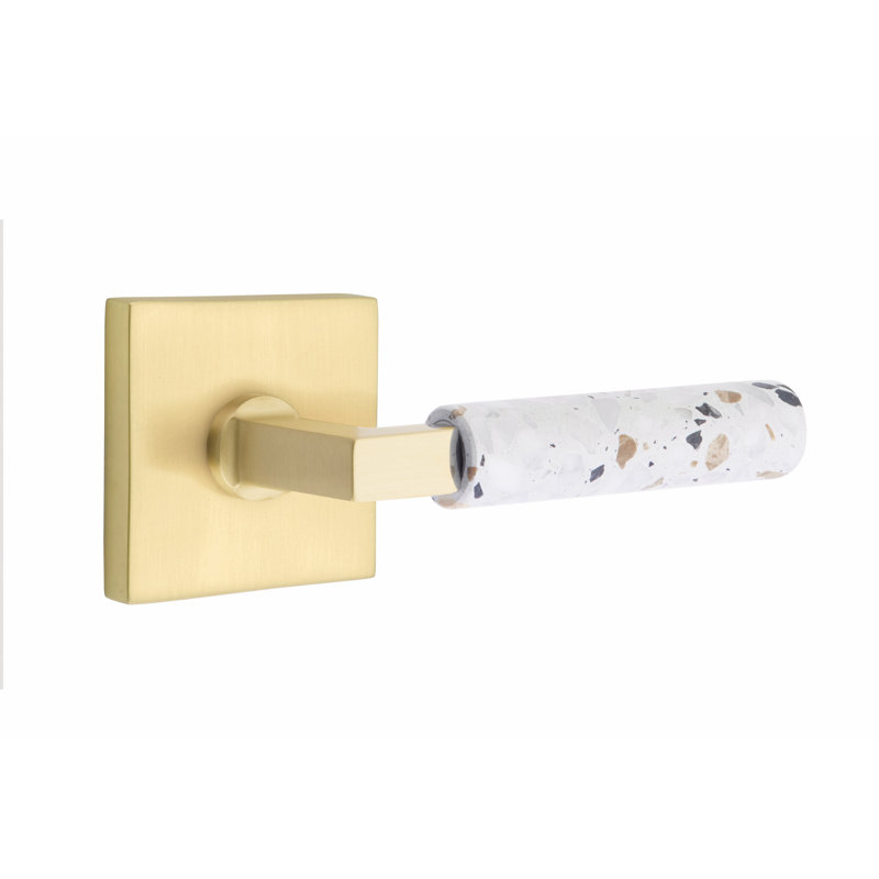 Select - Terrazzo Round Passage (Hall & Closet) Door Lever with Square Rosette, Universal/Reversible