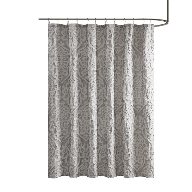 Darby Home Co Aislah Damask Jacquard Shower Curtain, Argent