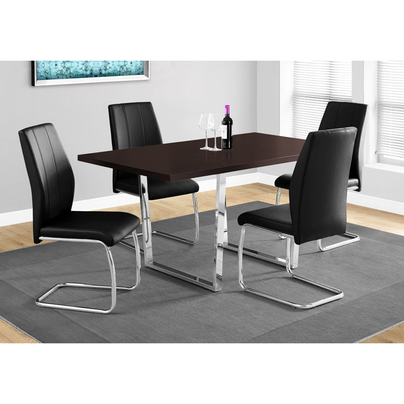 60" Rectangular Dining Table In Brown Laminate - Metal Legs, Modern Look For Kitchen & Area Contemporary Spacious And Stylish
