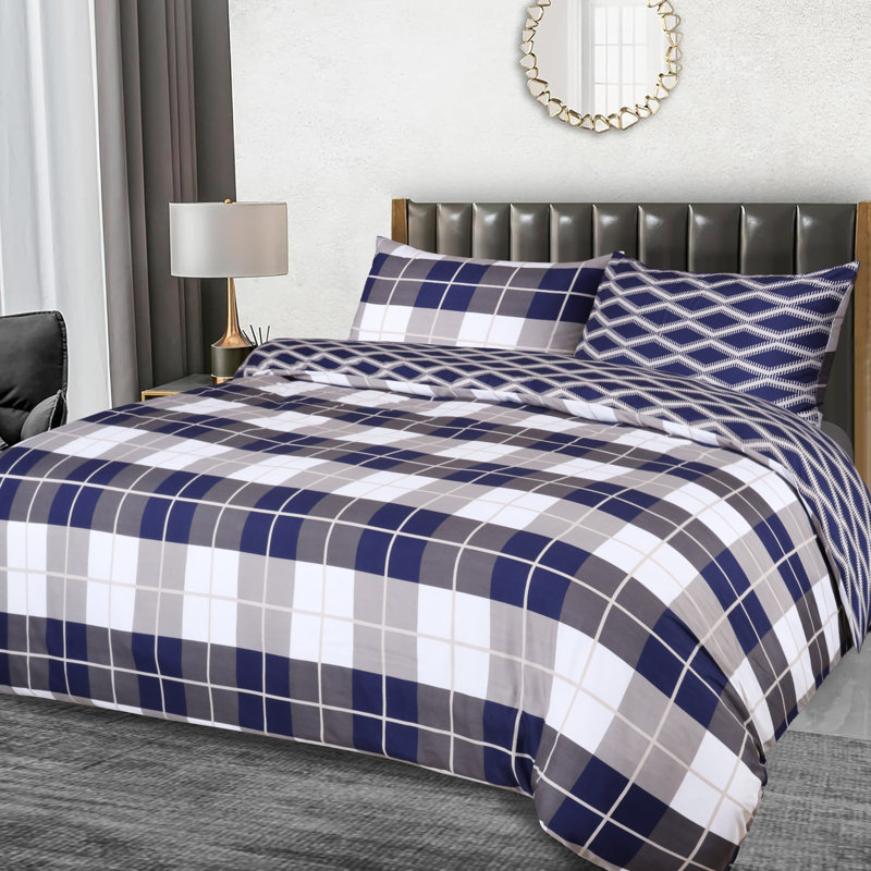 250TC Brushed Microfiber Duvet Cover Set with Pillowcases (3 in 1), Double Duvet Cover + 2 Standard Pillowcases