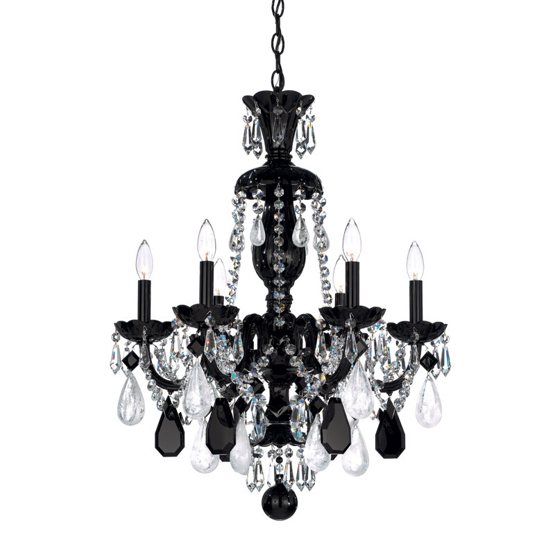 Hamilton 6 - Light Glass Chandelier, Rock Clear, Silver