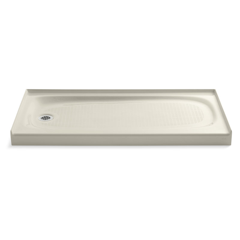 Salient 60" x 30" Cast Iron Rectangular Single Threshold Alcove Shower Base, Almond, Left-Hand