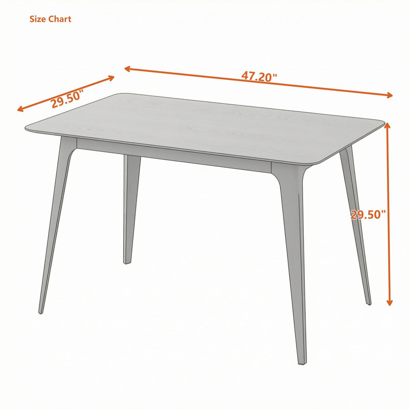 Rectangular Dining Table with Wood Legs, Black