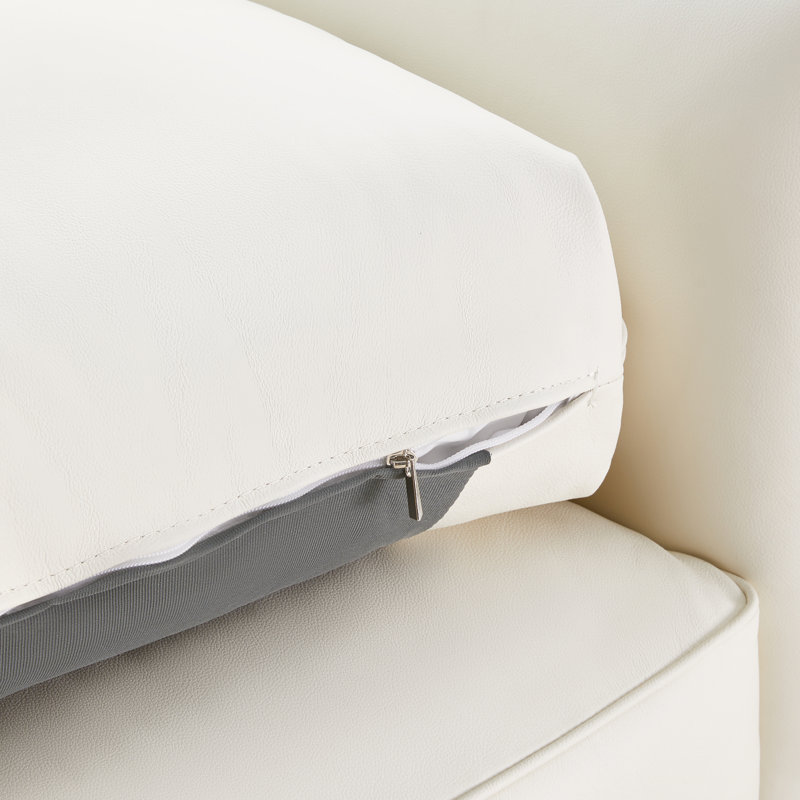 Fauteuil Rae, Cuir imprimé grain supérieur blanc