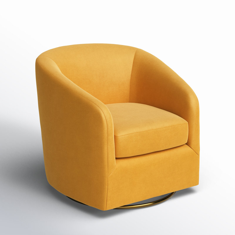 Holden Velvet Swivel Accent Chair, Mustard Velvet