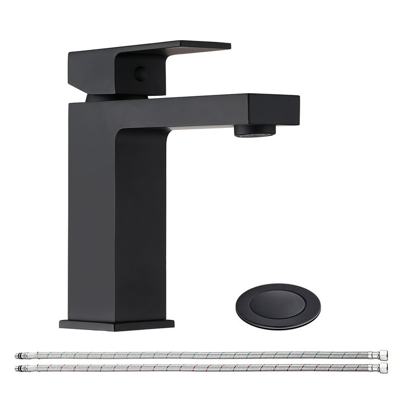 Robinet de salle de bains monotrou avec ensemble de drainage, Noir