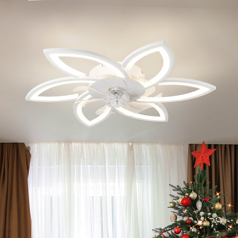 Ventilateur de plafond intérieur à 7 pales 29,53 po avec éclairage Acea, Blanc