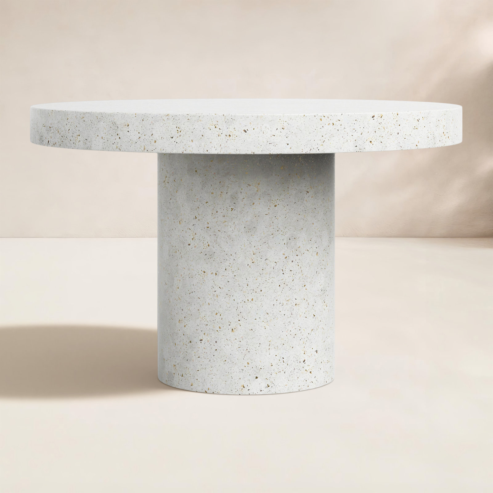 Kareen Concrete Dining Table, 47.25" Round, Ivory Terrazzo, Dining Table (30.25" Height)