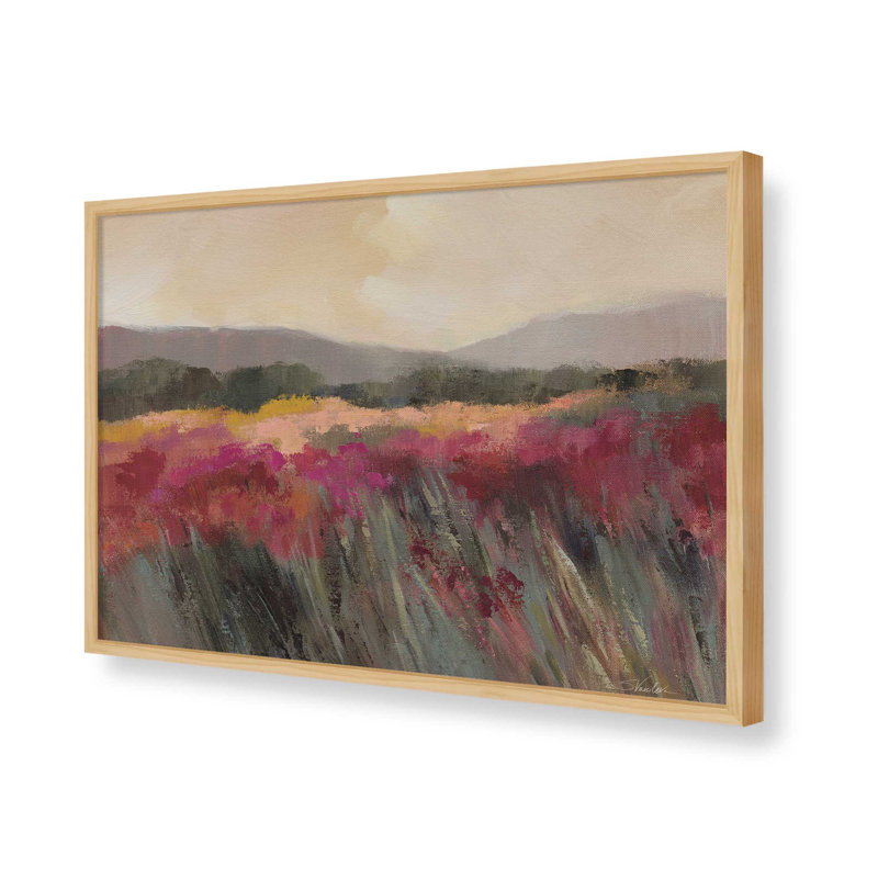 «Coral and Magenta Meadow» par Silvia Vassileva, reproduction d'art, H 18 po x l 24 po, Tanné