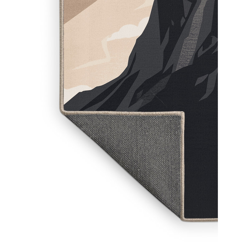 Tapis noir moelleux moelleux et moelleux à motif de montagne Sugarloaf, 7 x 9