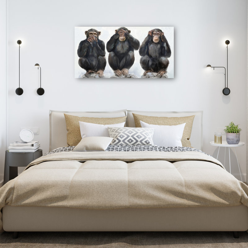 Three Monkeys by Studio Arts Canvas Art Print, 25" H x 48" W x 1.5" D