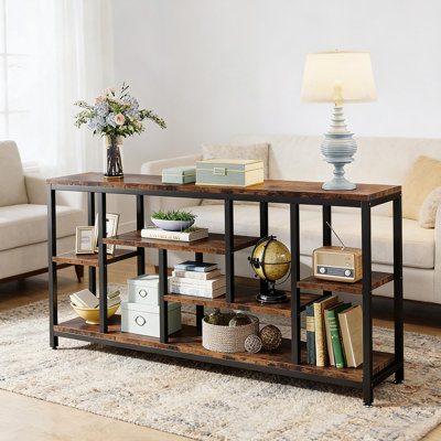Console industrielle 70,9 pouces avec tablettes de rangement à 3 niveaux, entrée étroite pour la vie moderne
