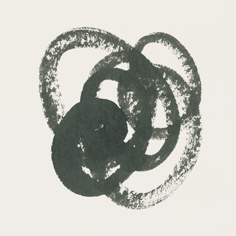 Scribblement noir II par Moira Hershey - reproduction sur toile tendue, H 12 po x l 12 po, Papier avec cadre érable, Oui