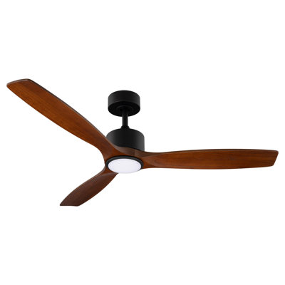 Madera Collection Smart 3-Blade 52in Ceiling Fan 2700K-6000K CCT Selectable LED Light Kit with Remote Control and White Hardware with White Wood Blades Works With iOS or Android App